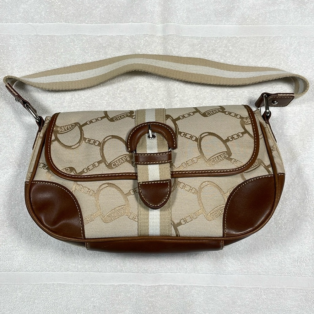 Slightly used Chaps tan & brown purse.